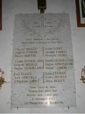 Plaque commémorative église de Baudreville