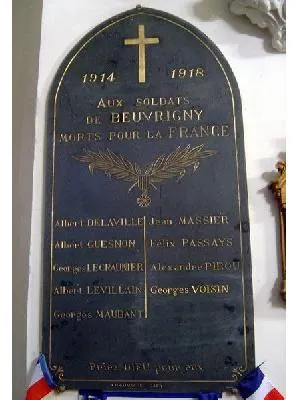 Plaque commémorative église de Beuvrigny