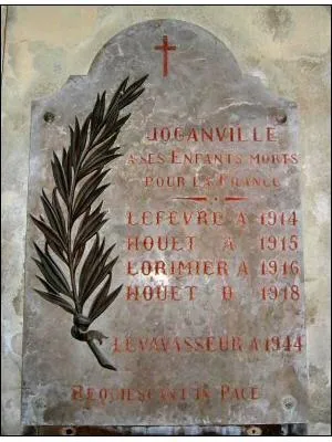 Plaque commémorative église de Joganville