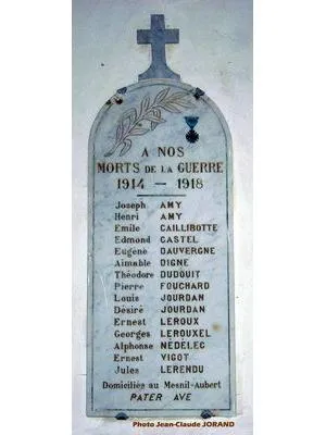 Plaque commémorative église 1914-1918 du Mesnil-Aubert