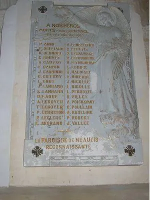 Plaque commémorative église de Méautis