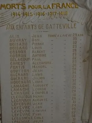 Plaque commémorative 1914-1918 de l'église de Gatteville-le-Phare