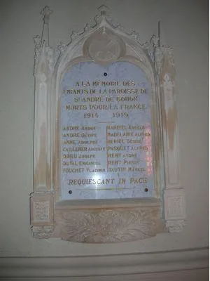 Plaque commémorative église de Saint-André-de-Bohon