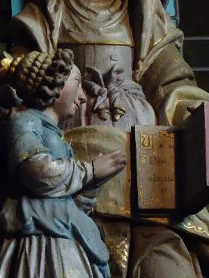Groupe sculpté : Sainte-Anne et la Vierge dans l'Église Notre-Dame de Villedieu-les-Poêles