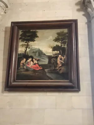 Tableau et son cadre : La Sainte Famille à Nazareth dans la Cathédrale Notre-Dame de Coutances