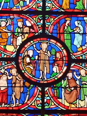 Vitrail Baie 16 : Verrière de Saint-Jean-Baptiste dans la Cathédrale Notre-Dame de Coutances