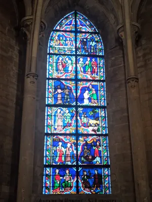Vitrail Baie 25 La Parabole du Fils prodigue dans la Cathédrale Notre-Dame de Coutances