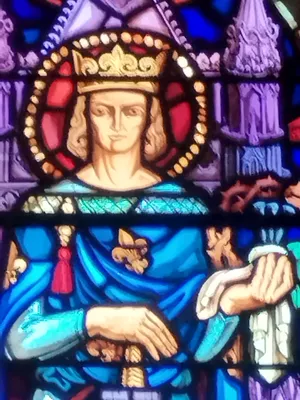 Vitrail Baie 5 : Saint-Louis, roi de France dans l'Église Notre-Dame à Digosville