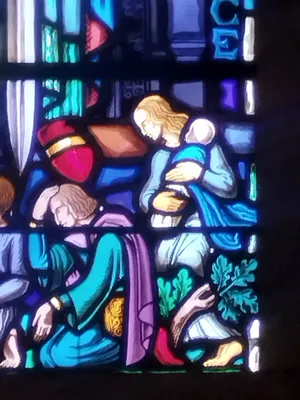 Vitrail Baie 5 : Saint-Louis, roi de France dans l'Église Notre-Dame à Digosville