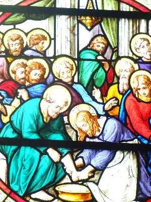 Vitrail Baie 6 : Lavement des pieds dans l'Église Saint-Pierre de Saint-Pierre-Église