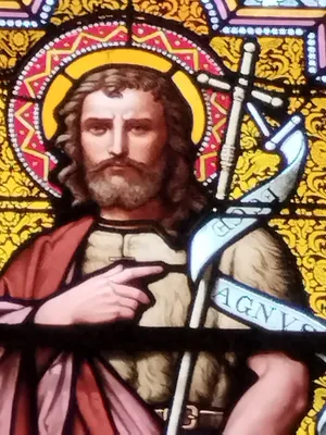 Vitrail Baie 9 : Saint-Jean-Baptiste dans l'Église Notre-Dame à Querqueville