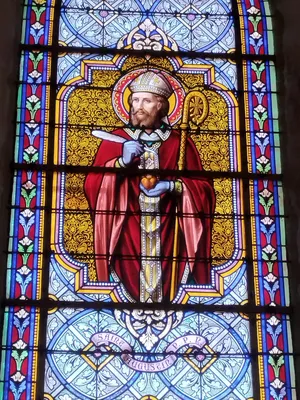 Vitrail Baie 12 : Saint-Augustin dans l'Église Notre-Dame à Querqueville