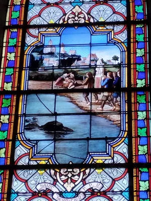 Vitrail Baie Baie 15 : Préservation de la variole par St-Sébastien dans l'Église Notre-Dame à Querqueville