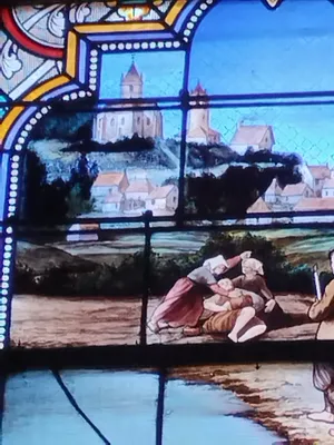 Vitrail Baie Baie 15 : Préservation de la variole par St-Sébastien dans l'Église Notre-Dame à Querqueville