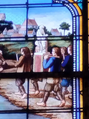 Vitrail Baie Baie 15 : Préservation de la variole par St-Sébastien dans l'Église Notre-Dame à Querqueville