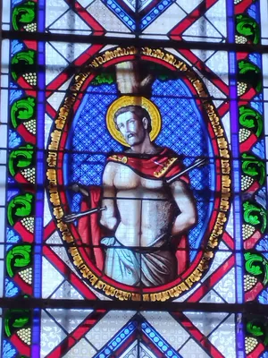 Vitrail Baie 5 : Saint-Sébastien dans l'Église Notre-Dame à Querqueville