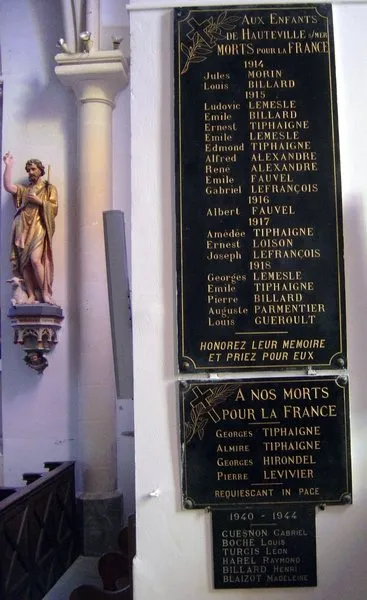 Plaque commémorative église d'Hauteville-sur-Mer