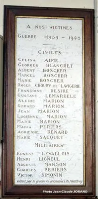 Plaque église 1939-1945 de Montbray