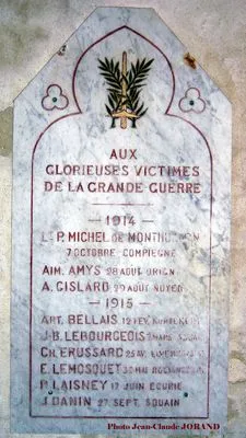 Plaque commémorative église de Monthuchon