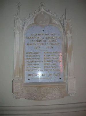 Plaque commémorative église de Saint-André-de-Bohon