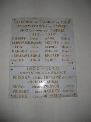 Plaque commémorative église de Saint-Georges-de-Bohon