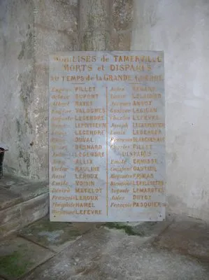 Plaque commémorative église de Tamerville