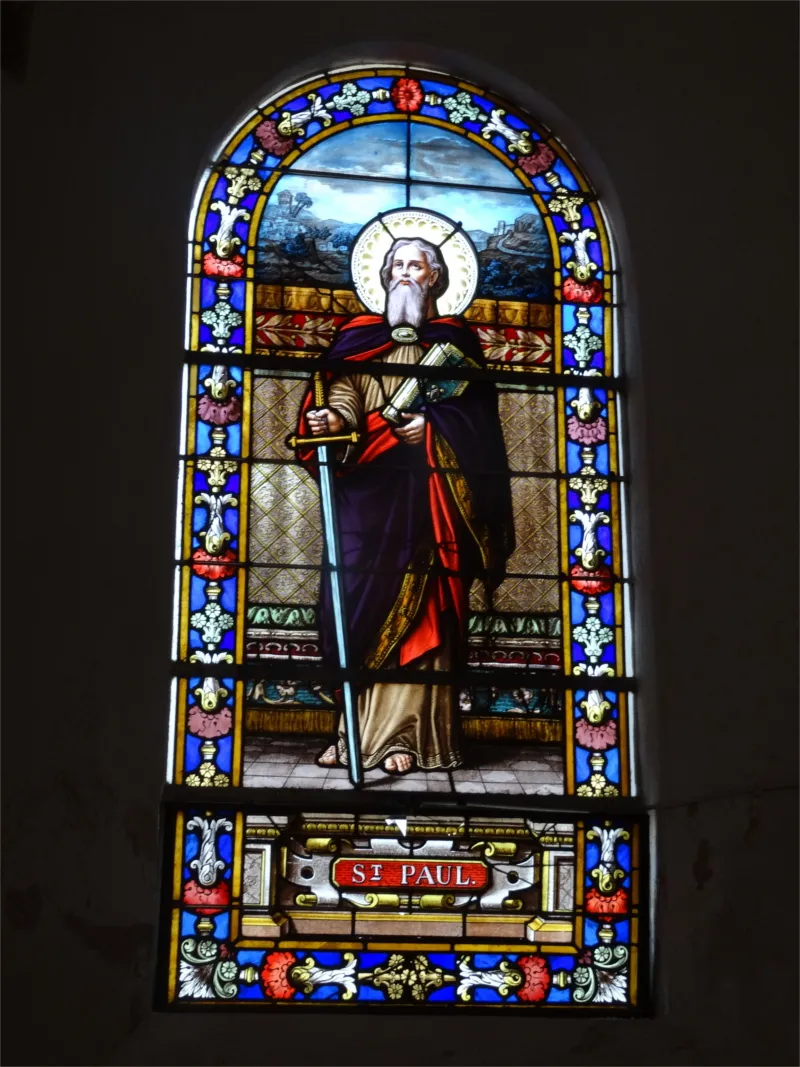 Vitrail Baie A : St Paul dans l'église Saint-Germain de Flamanville