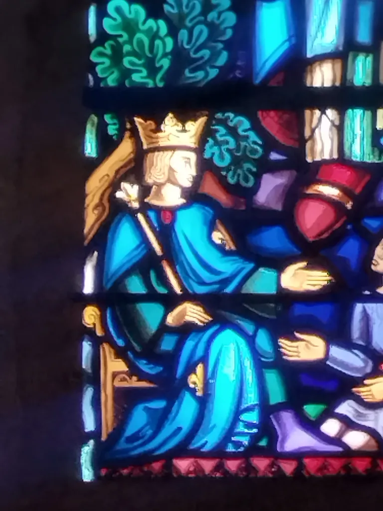 Vitrail Baie 5 : Saint-Louis, roi de France dans l'Église Notre-Dame à Digosville