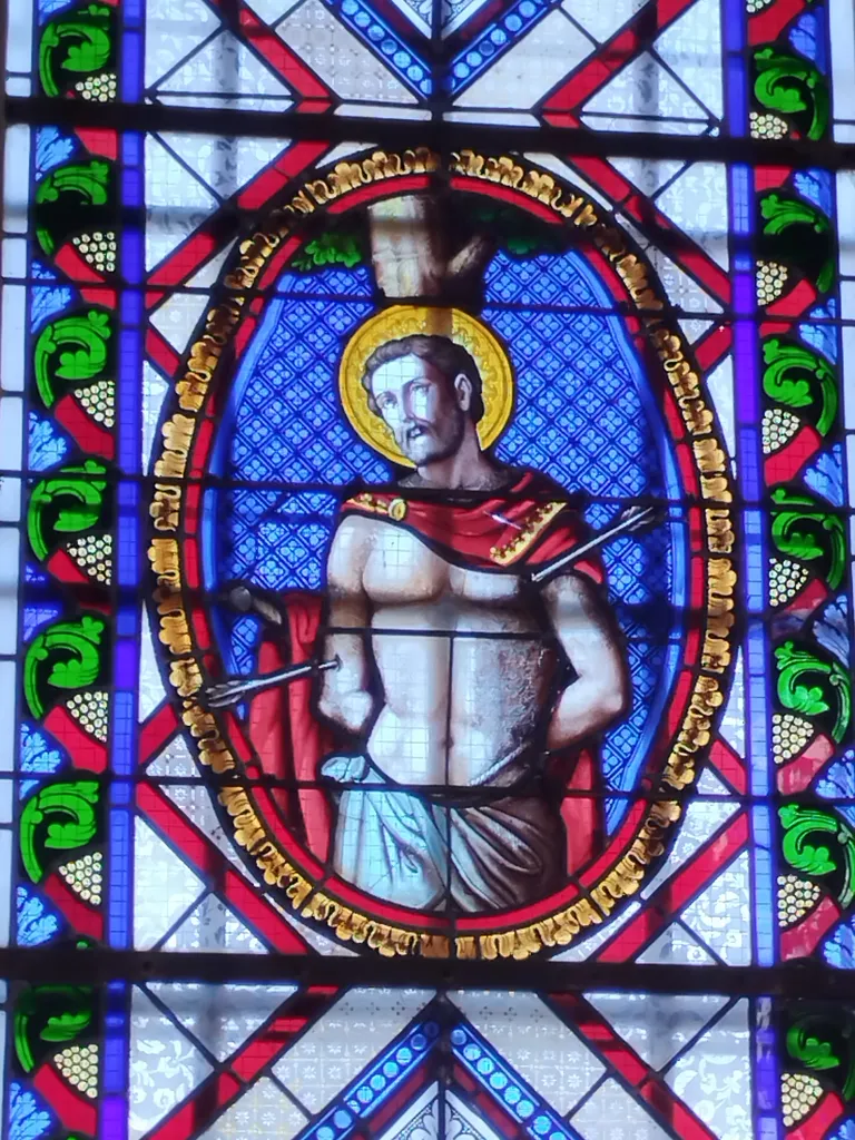 Vitrail Baie 5 : Saint-Sébastien dans l'Église Notre-Dame à Querqueville