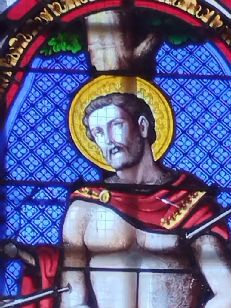 Vitrail Baie 5 : Saint-Sébastien dans l'Église Notre-Dame à Querqueville